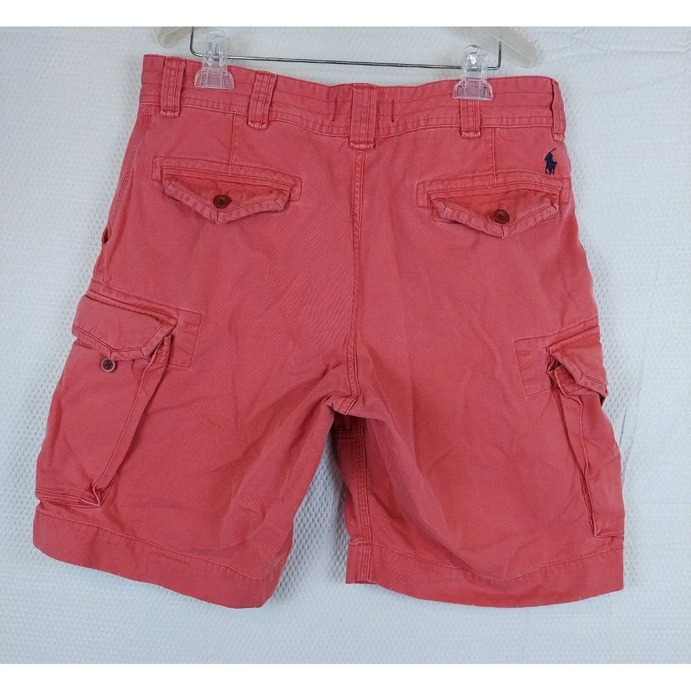 Vintage Polo Ralph Lauren Mens Cargo Shorts Pink Size‎ 35 (36x9) Chino Cotton